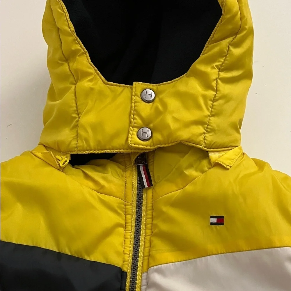 Tommy Hilfiger Kids Yellow Puffer Jacket with Navy blue  and White Panels
